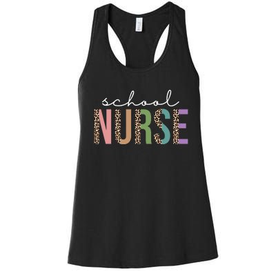 School Nurse Fancy Leopard Logo Women's Racerback Tank