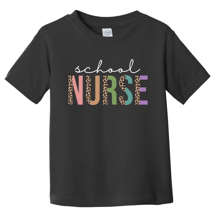 School Nurse Fancy Leopard Logo Toddler T-Shirt