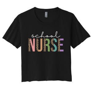 School Nurse Fancy Leopard Logo Women's Crop Top Tee