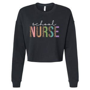 School Nurse Fancy Leopard Logo Cropped Pullover Crew