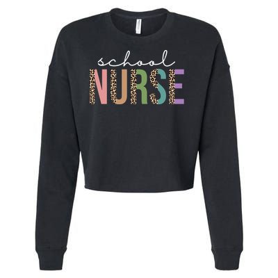 School Nurse Fancy Leopard Logo Cropped Pullover Crew