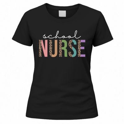 School Nurse Fancy Leopard Logo Women's T-Shirt