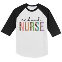 School Nurse Fancy Leopard Logo Kids Colorblock Raglan Jersey