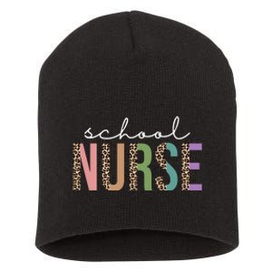 School Nurse Fancy Leopard Logo Short Acrylic Beanie