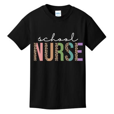 School Nurse Fancy Leopard Logo Kids T-Shirt
