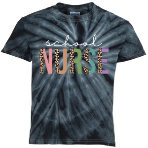 School Nurse Fancy Leopard Logo Kids Tie-Dye T-Shirt