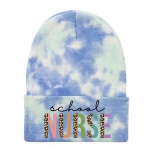 School Nurse Fancy Leopard Logo Tie Dye 12in Knit Beanie