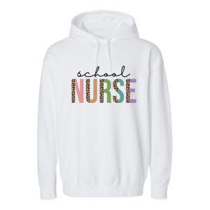 School Nurse Fancy Leopard Logo Garment-Dyed Fleece Hoodie