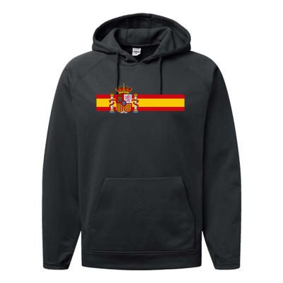 Spain National Flag Espana Color Band Madrid Barcelona Performance Fleece Hoodie