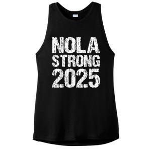 Support Never Forget Nola Orleans Strong 2025 Ladies PosiCharge Tri-Blend Wicking Tank