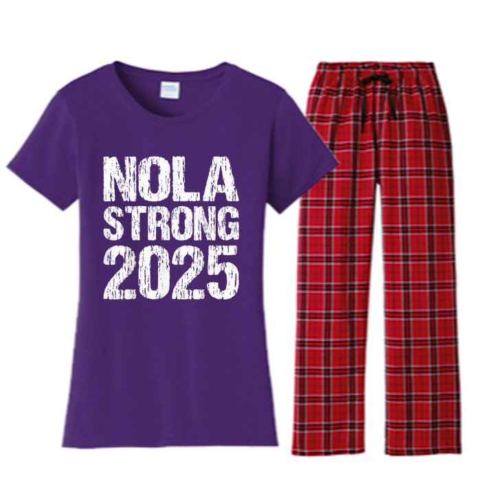 Support Never Forget Nola Orleans Strong 2025 Women's Flannel Pajama Set