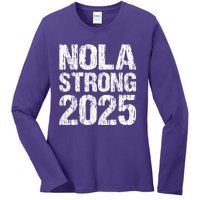 Support Never Forget Nola Orleans Strong 2025 Ladies Long Sleeve Shirt