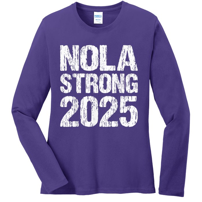 Support Never Forget Nola Orleans Strong 2025 Ladies Long Sleeve Shirt