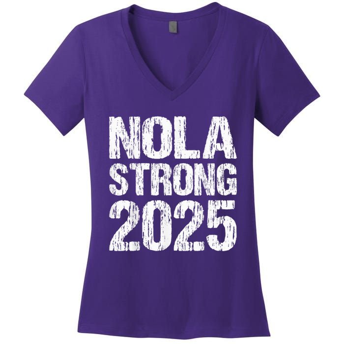 Support Never Forget Nola Orleans Strong 2025 Women's V-Neck T-Shirt