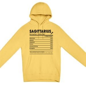 Sagittarius Nutrition Facts Labels Birthday Gift Premium Pullover Hoodie