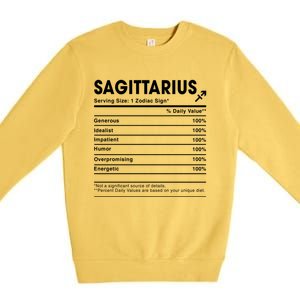 Sagittarius Nutrition Facts Labels Birthday Gift Premium Crewneck Sweatshirt