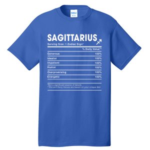 Sagittarius Nutrition Facts Labels Birthday Gift Tall T-Shirt