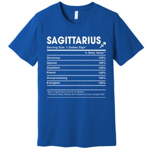 Sagittarius Nutrition Facts Labels Birthday Gift Premium T-Shirt