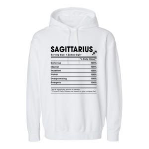 Sagittarius Nutrition Facts Labels Birthday Gift Garment-Dyed Fleece Hoodie