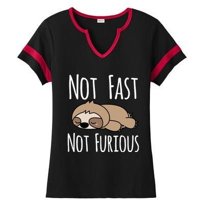 Sloth Not Fast Not Furious Ladies Halftime Notch Neck Tee