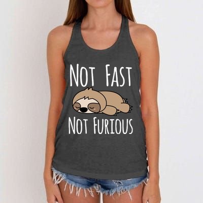 Sloth Not Fast Not Furious Women's Knotted Racerback Tank