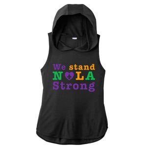 Support Never Forget Nola Orleans Strong Ladies PosiCharge Tri-Blend Wicking Draft Hoodie Tank