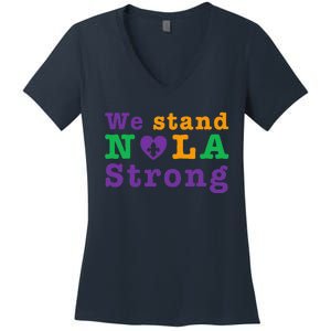 Support Never Forget Nola Orleans Strong Women's V-Neck T-Shirt