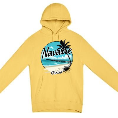 Scenic Navarre Florida Beach And Pier Art Premium Pullover Hoodie