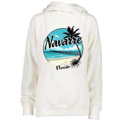 Scenic Navarre Florida Beach And Pier Art Womens Funnel Neck Pullover Hood