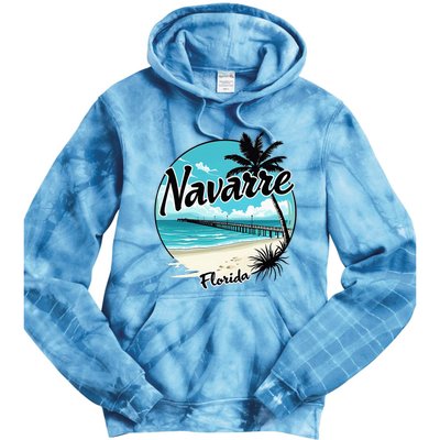 Scenic Navarre Florida Beach And Pier Art Tie Dye Hoodie