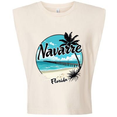 Scenic Navarre Florida Beach And Pier Art Garment-Dyed Women's Muscle Tee