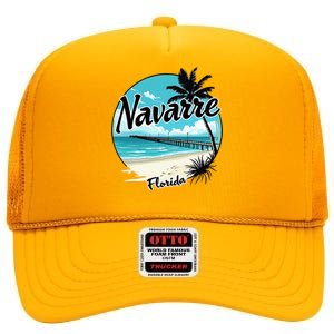 Scenic Navarre Florida Beach And Pier Art High Crown Mesh Back Trucker Hat