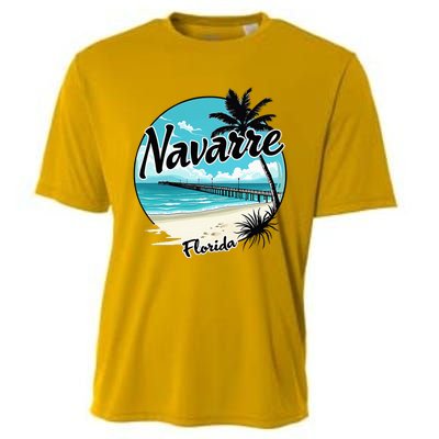 Scenic Navarre Florida Beach And Pier Art Cooling Performance Crew T-Shirt