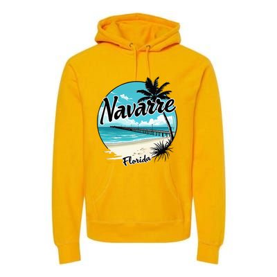 Scenic Navarre Florida Beach And Pier Art Premium Hoodie