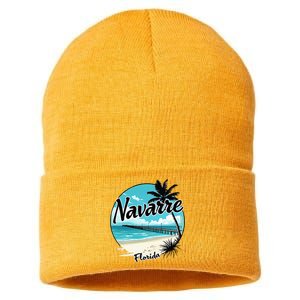 Scenic Navarre Florida Beach And Pier Art Sustainable Knit Beanie