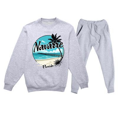 Scenic Navarre Florida Beach And Pier Art Premium Crewneck Sweatsuit Set