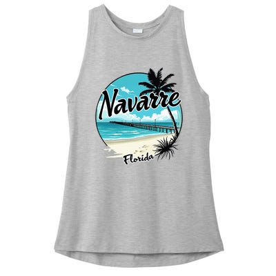 Scenic Navarre Florida Beach And Pier Art Ladies PosiCharge Tri-Blend Wicking Tank