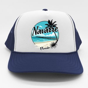 Scenic Navarre Florida Beach And Pier Art Trucker Hat