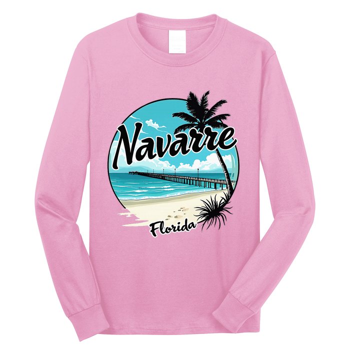 Scenic Navarre Florida Beach And Pier Art Long Sleeve Shirt