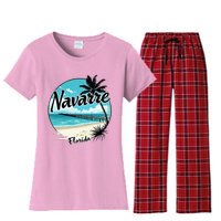 Scenic Navarre Florida Beach And Pier Art Women's Flannel Pajama Set