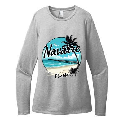 Scenic Navarre Florida Beach And Pier Art Womens CVC Long Sleeve Shirt