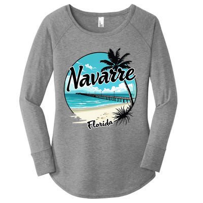 Scenic Navarre Florida Beach And Pier Art Women's Perfect Tri Tunic Long Sleeve Shirt