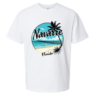 Scenic Navarre Florida Beach And Pier Art Sueded Cloud Jersey T-Shirt