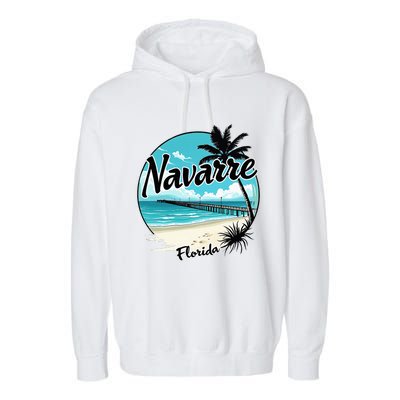 Scenic Navarre Florida Beach And Pier Art Garment-Dyed Fleece Hoodie