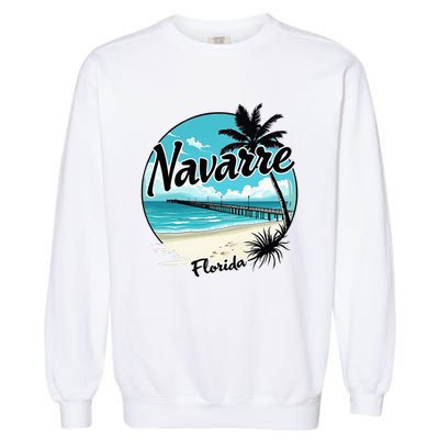 Scenic Navarre Florida Beach And Pier Art Garment-Dyed Sweatshirt