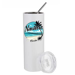 Scenic Navarre Florida Beach And Pier Art Stainless Steel Tumbler