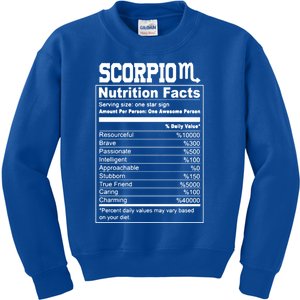 Scorpio Nutrition Facts Great Gift Kids Sweatshirt