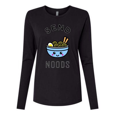 Send Noods Funny Noodle Womens Cotton Relaxed Long Sleeve T-Shirt