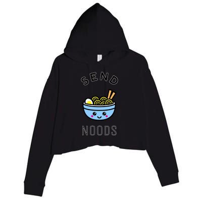 Send Noods Funny Noodle Crop Fleece Hoodie