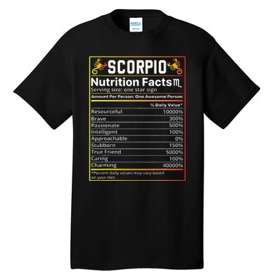 Scorpio Nutrition Facts teeZodiac Horoscope  Tall T-Shirt